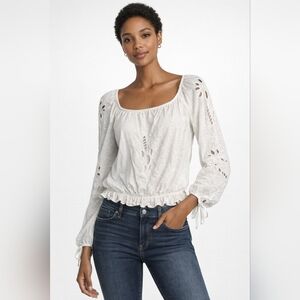 Free People White Cutout Peasant Blouse